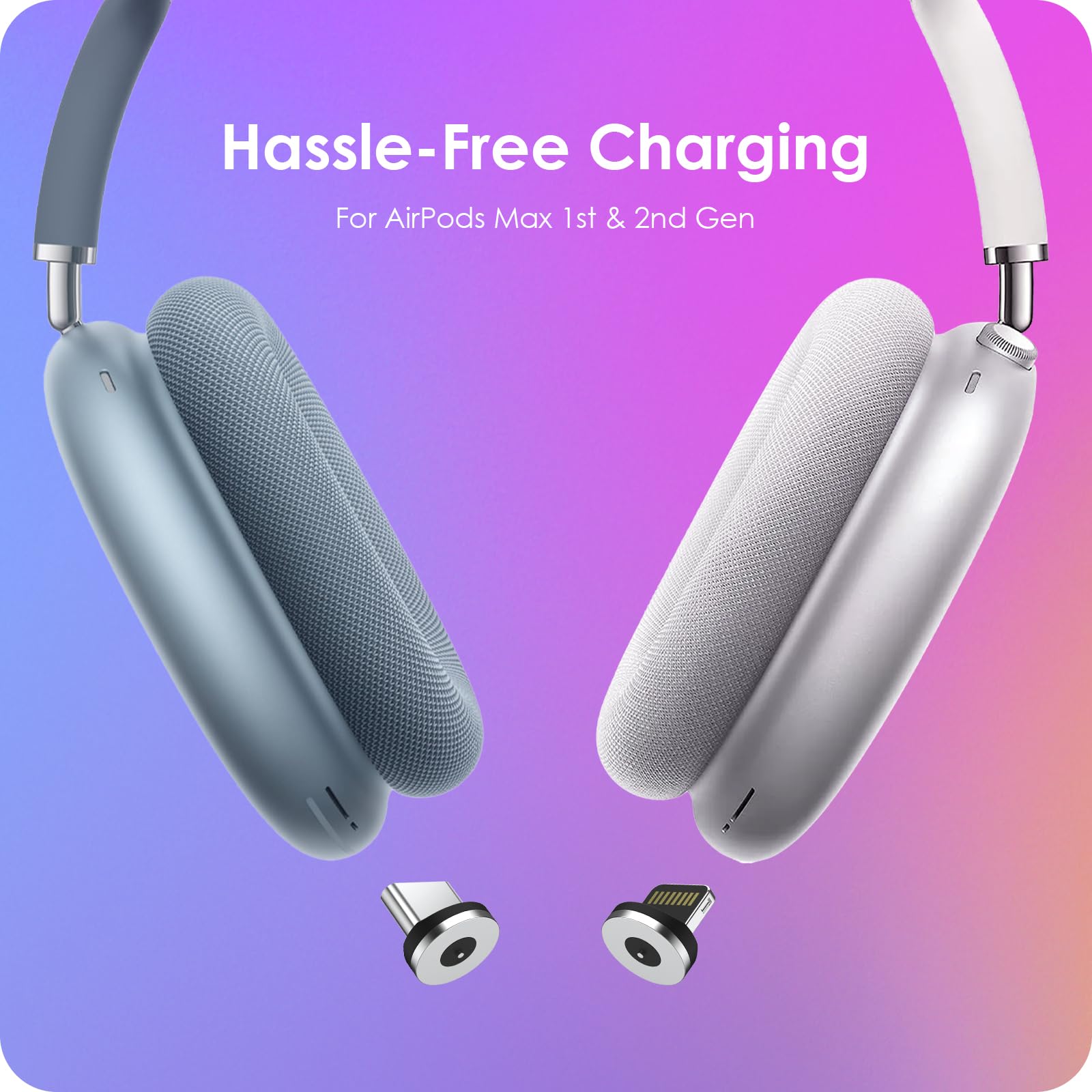Station de charge pour écouteurs AirPods Max 2024 & 2020 - Station de charge magnétique avec connecteurs Lightning et Type-C doubles (Bleu)