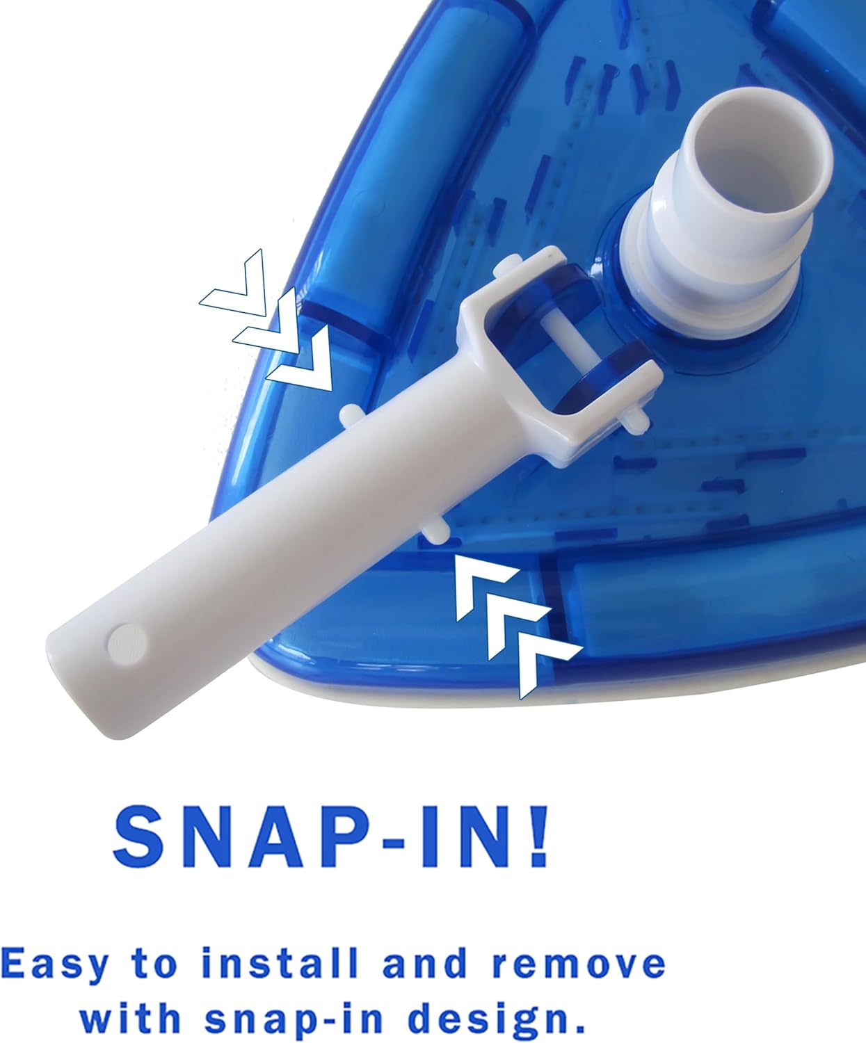 Pool Vacuum Head w/Skimmer Pole Attachment - Weighted Manual Cleaner, Sweeper - Swivel Hose Connector - Vinyl Liner Safe Vacuum, Suction Pool Cleaners - Swimming Supplies Equipment - 11.5" Wide Blue