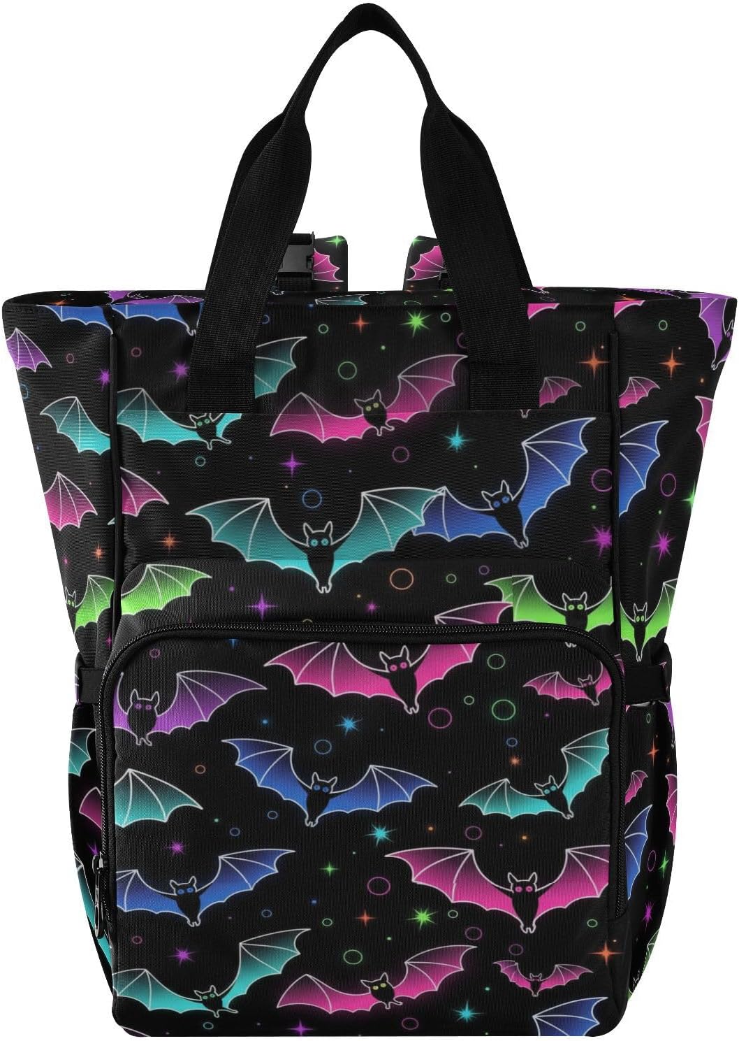 MNSRUU Diaper Bag Halloween Luminous Bats Diaper Bag Backpack Multifunction Travel Diaper Bag Tote Large Capacity Diaper Changing Backpacks for Moms Dads