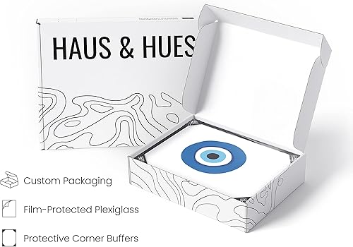 Vista 361 de HAUS AND HUES Evil Eye Decor - Navy Blue Wall Art, Evil Eye Wall Decor, Mykonos Artwork, Evil Eyes Print, Big Eyes Painting Print, Evil Eye Poster