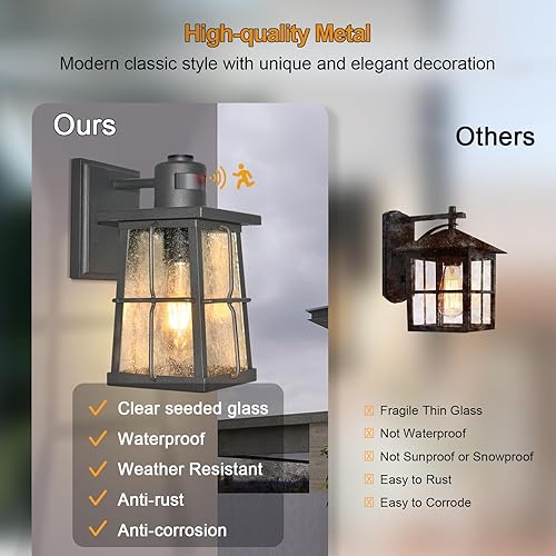 Miniatura 4 de ALVIME - Lámpara de pared con sensor de movimiento para exteriores, faroles de pared exteriores, aplique de pared exterior para porche, puerta