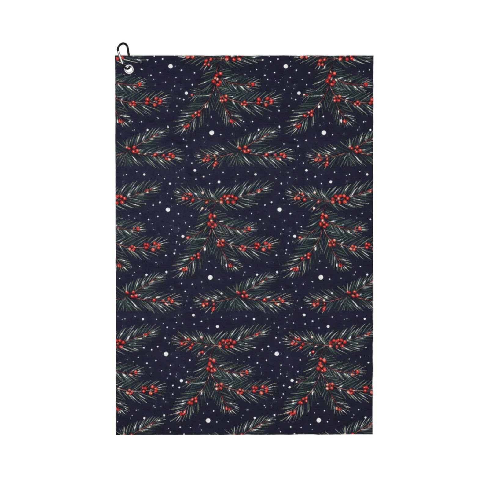 Oudrspo Aesthetic Green Pine Branches & Berries Multi-Functional Golf Towel | Absorbent Quick Drying 16x24in
