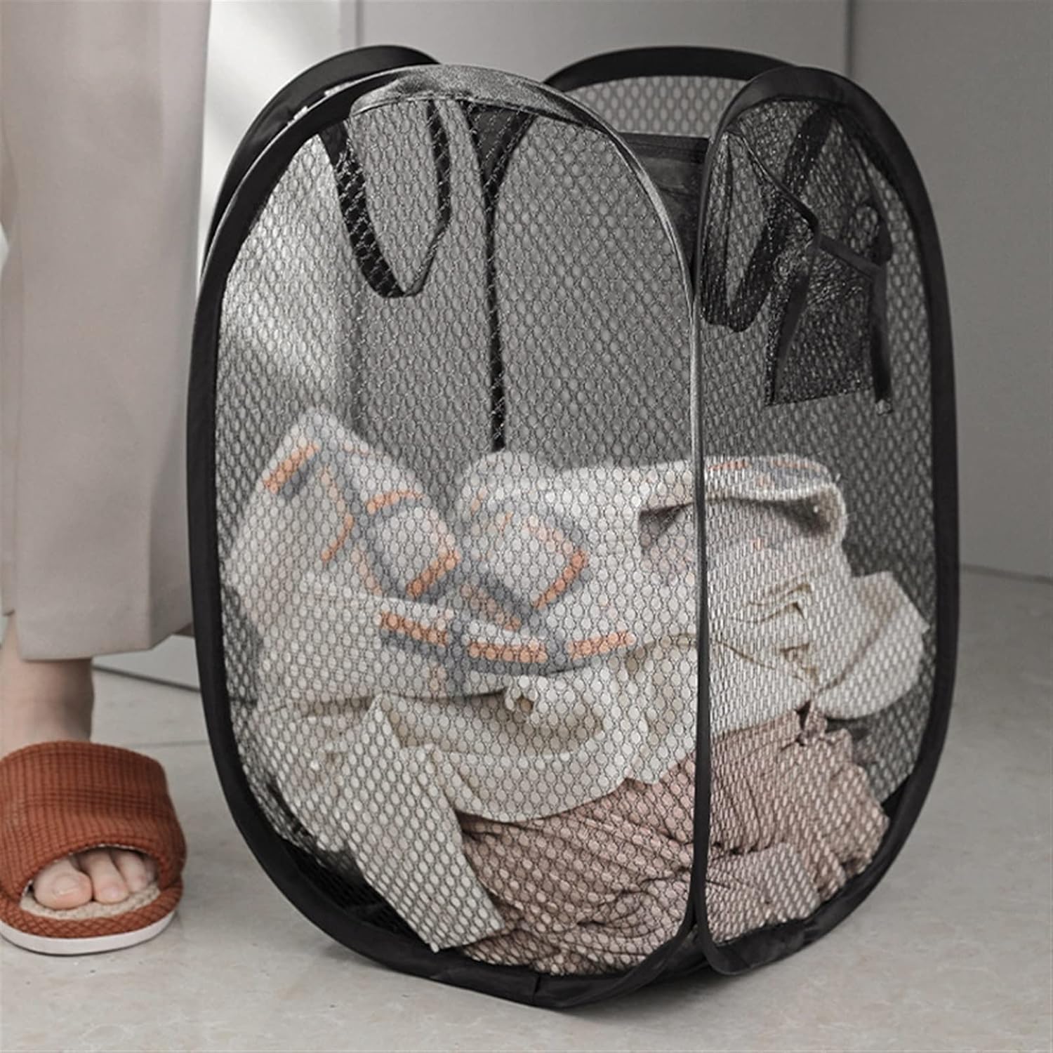 JINBAR Laundrybasket 23x46cm Foldable Mesh Laundry Basket Square