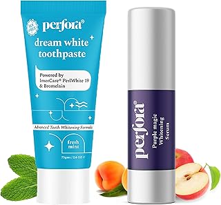 Teeth Whitening Combo | Purple Serum & Dream White Toothpaste | SLS & Fluoride Free Tooth paste | N-Ha For Teeth Remineralisation | Enamel Safe & Effective Teeth Whitener Solution | 75g + 30ml