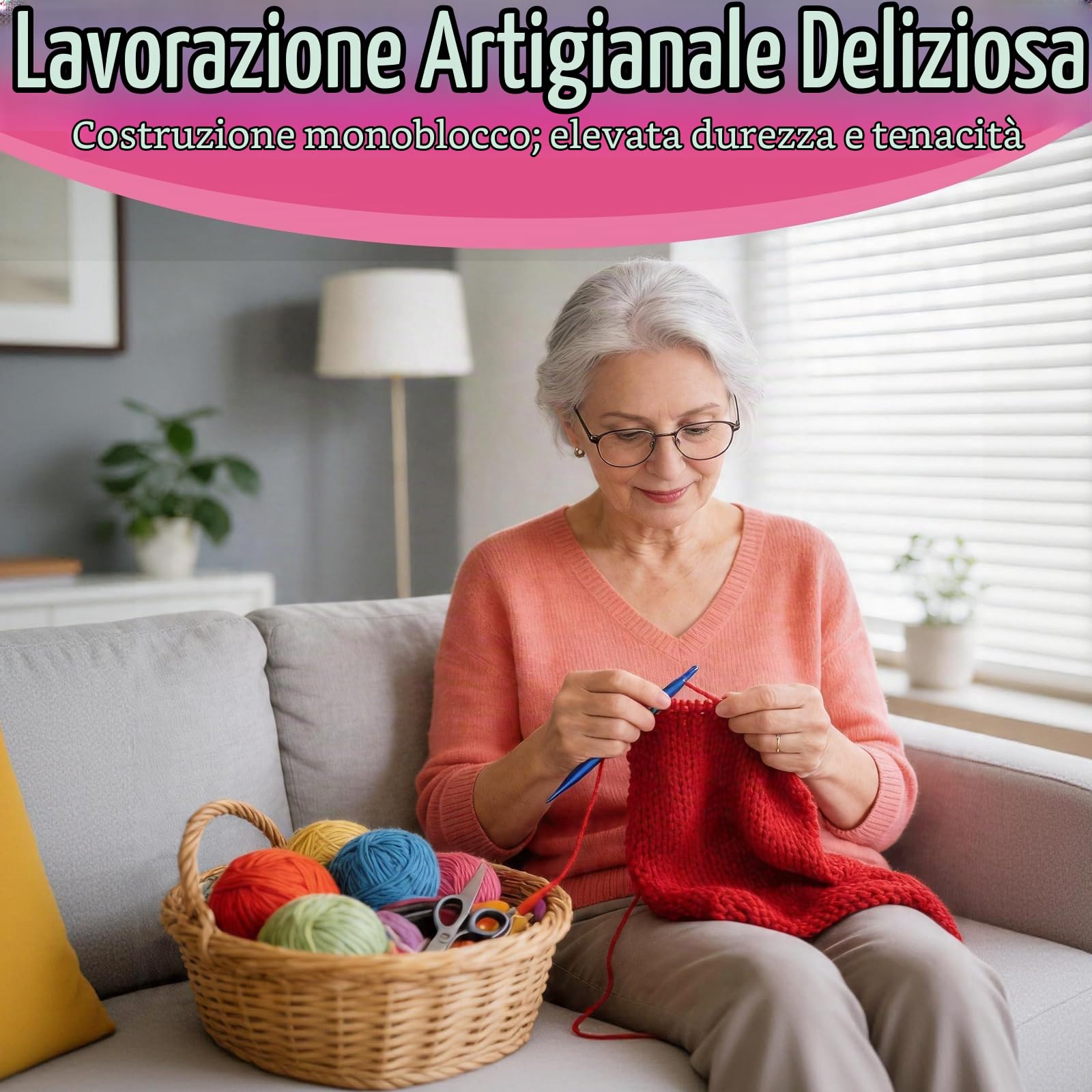 Uncinetto, Uncinetto Set con 12 Misure di Uncinetti in Ossido di Alluminio Cavo da 40 cm/60 cm/80 cm/100 cm Anelli di Marcatura e Vari Accessori per Principianti e Appassionati di Uncinetti