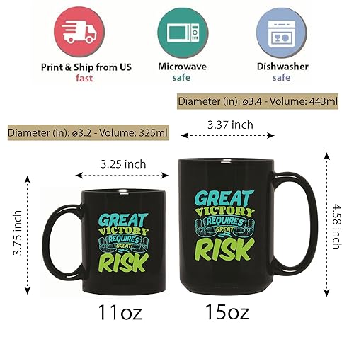 Miniatura 5 de Victory Day Gift Idea Great Risk for Great Reward 11oz 15oz Black Coffee Mug