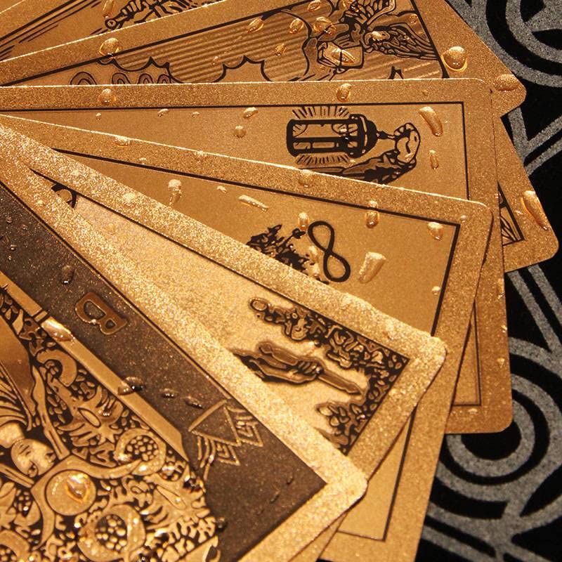Générique Gold Foil Tarot, Tout en Anglais, ce Jeu est Un incontournable pour Les tarots débutants et avancés (Nouveaux Gold Foil Tarot, Hexagon Rose Gold,12 * 7cm