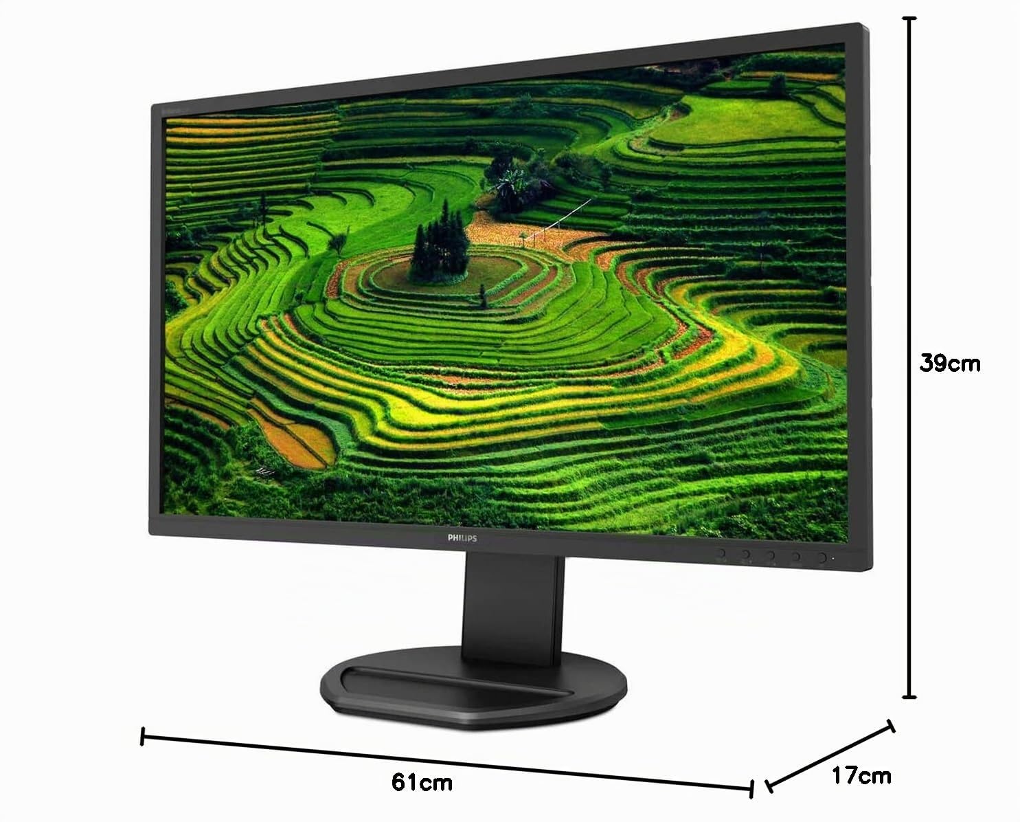 Philips 221B8LJEB Monitor, 22" LED, Full HD, HDMI, Display Port, DVI, VGA, Hub USB, 1ms, Regolabile in Altezza, Girevole, Pivot, Inclinabile, Casse Audio Integrate, Flicker Free, Vesa, Nero