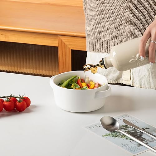 Miniatura 4 de Sweejar Botella dispensadora de aceite de oliva de cerámica para encimera de cocina, dispensador de aceite de 20 onzas con boquilla dorada, aceite