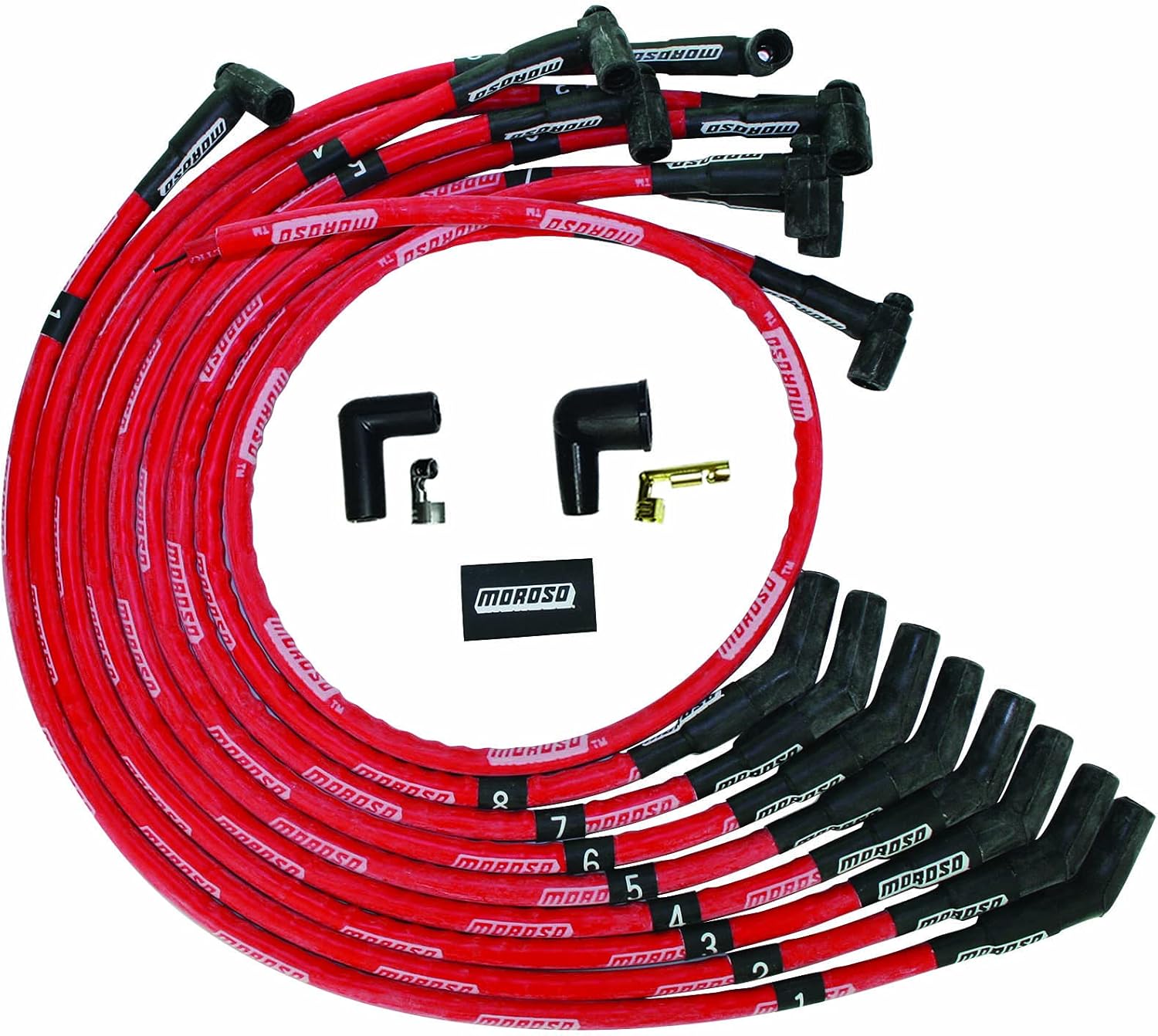 Moroso 52542 Ultra Series Red Sleeved Spark Plug Wires, Big