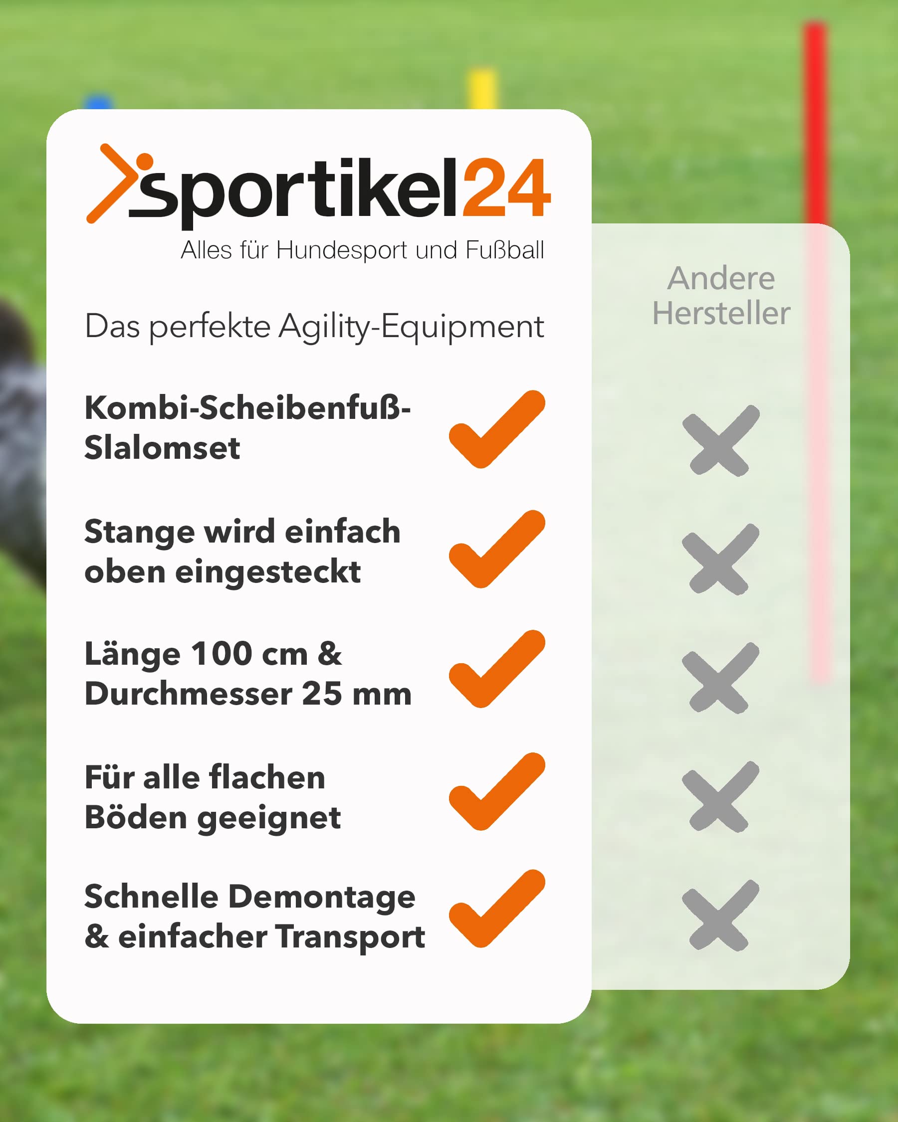 Lot de 4 pieds à disque combinés en caoutchouc plein et barre de 100 cm - Base en caoutchouc et barre d'entraînement pour slalom et entraînement de coordination - Pour football et sports