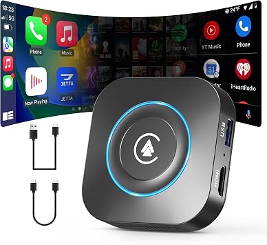 Magic Box Wireless CarPlay Adapter Plug&Play, Net*Flix/YouTube, Fast Auto Reconnect, HDMI Output & USB Flash Offline Media, for OEM Wired CarPlay and Android Auto, Stable Low-Latency Connection