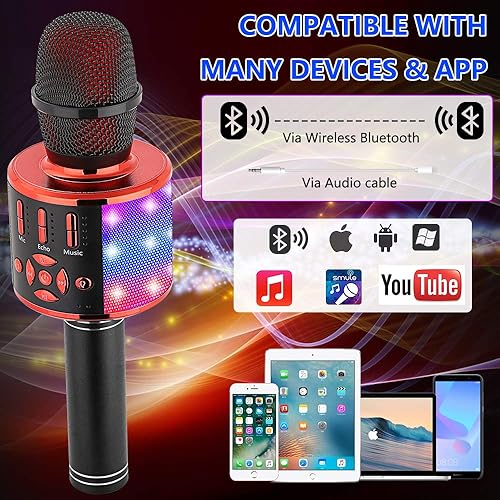 Miniatura 52 de Amazmic - Micrófono de karaoke para niñas, juguete con luces para niñas pequeñas, regalo de cumpleaños para niñas y niños de 3 a 8 años, color lila