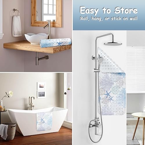 Miniatura 4 de Tapete para bañera antideslizante, extra largo, con ventosas y agujeros de drenaje para adultos, niños y ancianos, 40 x 16 pulgadas