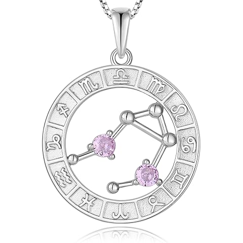 Constellation Necklace for Women 925 Sterling Silver Zodiac Pendant Birthstone Astr...
