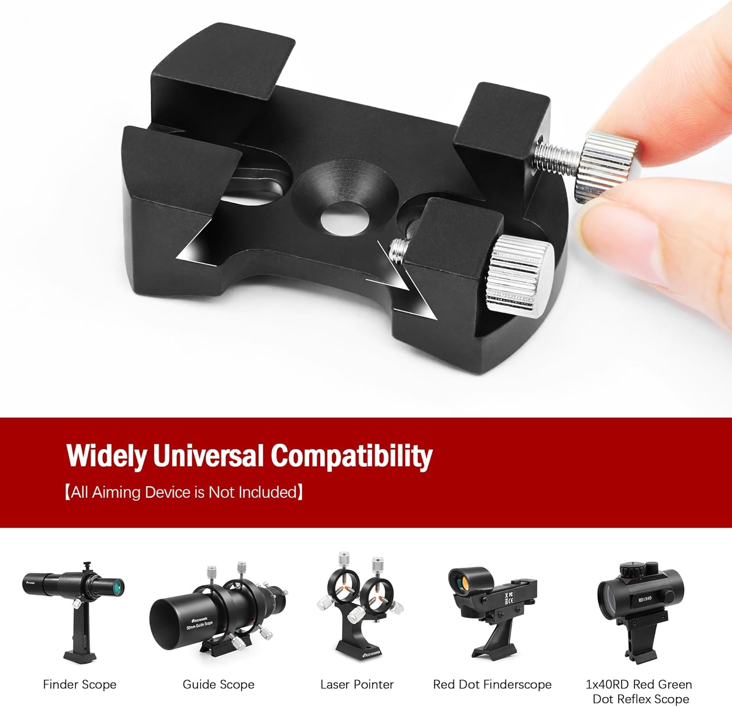 Astromania Finderscope Starpointer for Astronomical Telescopes - Bundle with - Universal Finder Shoe Base&Universal Dovetail Base