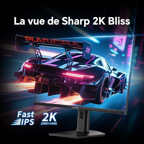 KTC Ecran PC Gamer 24 Pouces, 2K@180Hz /165Hz / 144Hz (2560 x 1440p) QHD Ecran Gaming avec Fast-IPS Panel, 1ms, HDR 400, Adaptive Sync, 400 CD/m², Supports réglables pour pivoter et soulever - 3