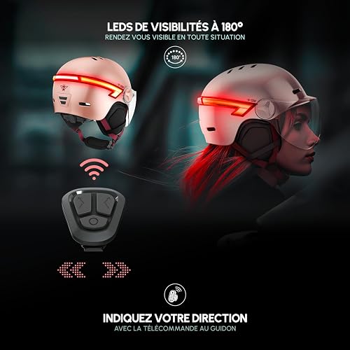 CASR Glow Casque Vélo & Trottinette, LED - Adulte Homme & Femme - Rose, M - 4