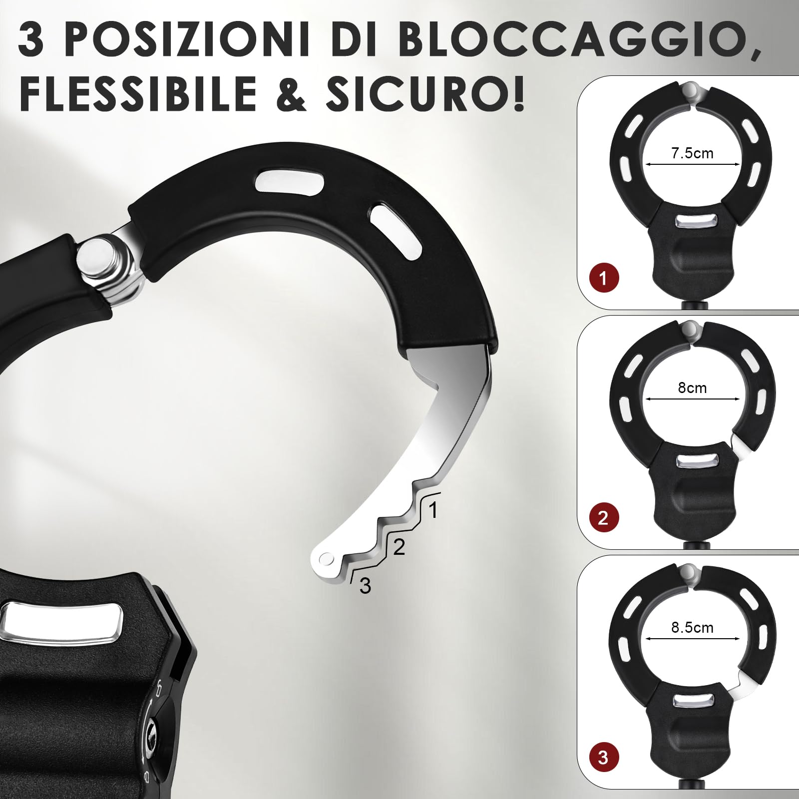 Lucchetto Monopattino Elettrico, Lucchetto Bici, 120CM Catena Monopattino Elettrico, 14MM Cavo Serratura a Chiave con Manette, Lucchetto Bicicletta Antifurto per Passeggino, Scooter, Biciclett