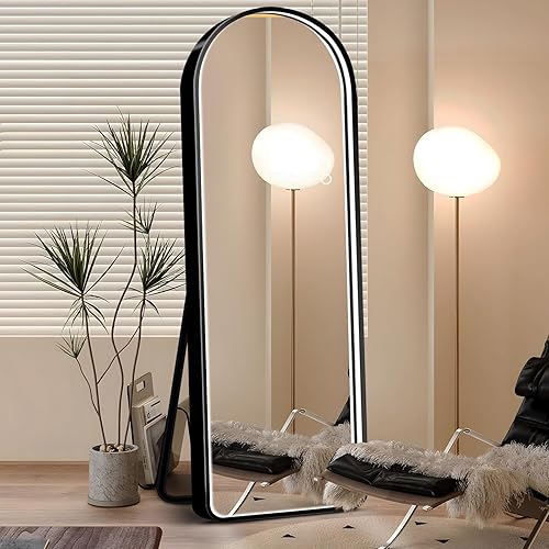 Miniatura 9 de soges Espejo de cuerpo completo con imágenes de alta definición, espejo de tocador arqueado para dormitorio y sala de estar, vidrio inastillable,