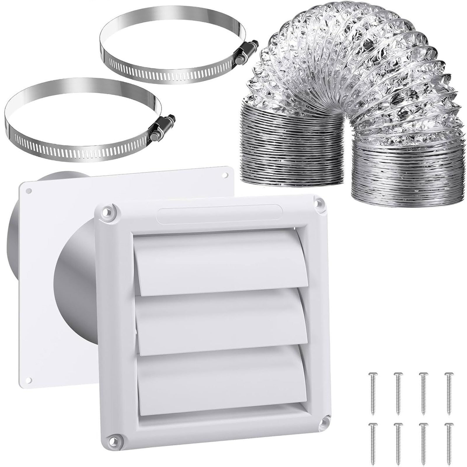 Jazuaiao A 4Inch Dryer Wall Ventilation Duct Kits Dryers Vent Hose Connectors Wall Ducting Set Efficient Irflows Management For Ir Circulation