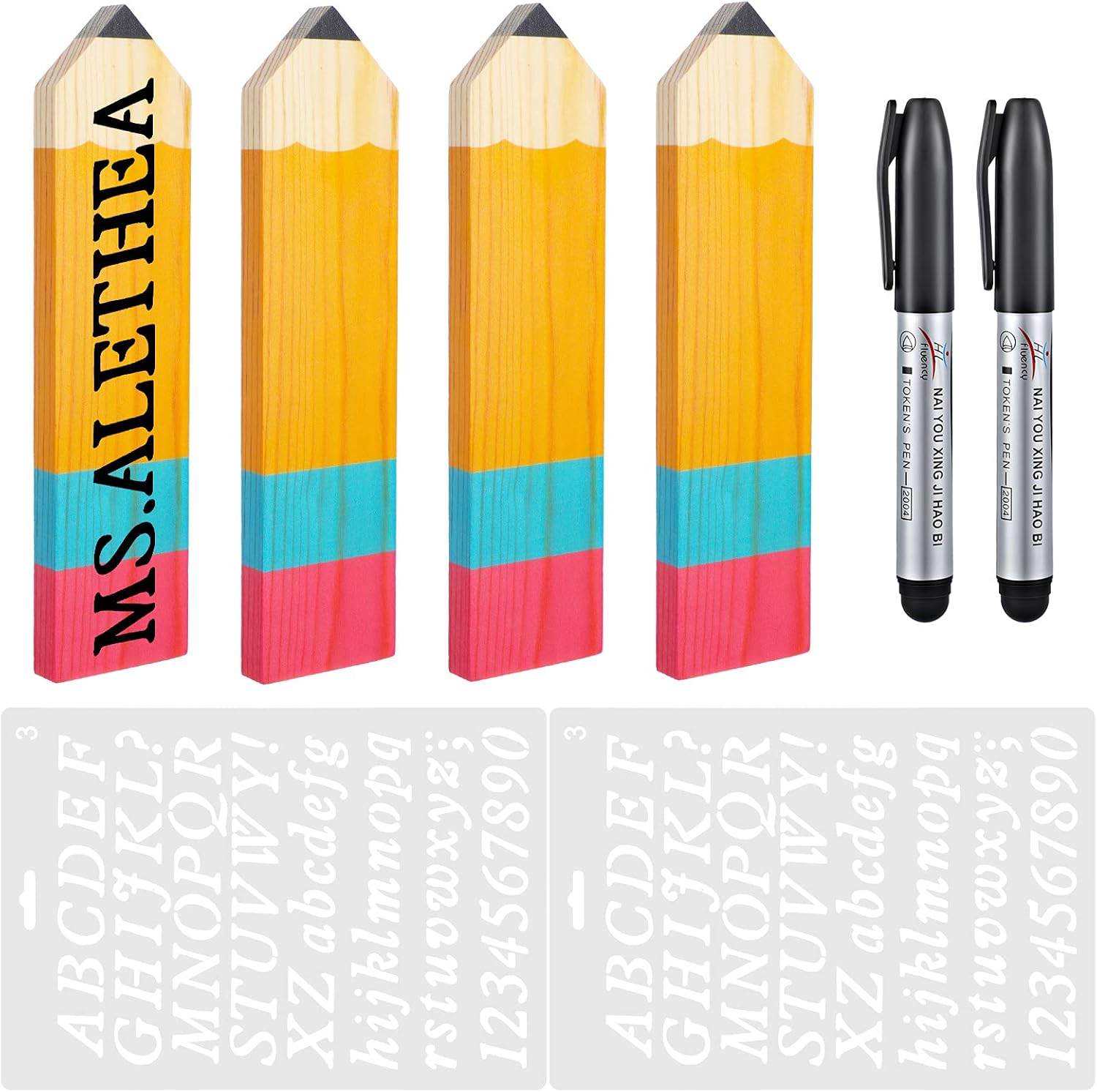 Amazon.com: Zonon 8 Pieces Personalized Pencil Name Plate Blank Wooden ...
