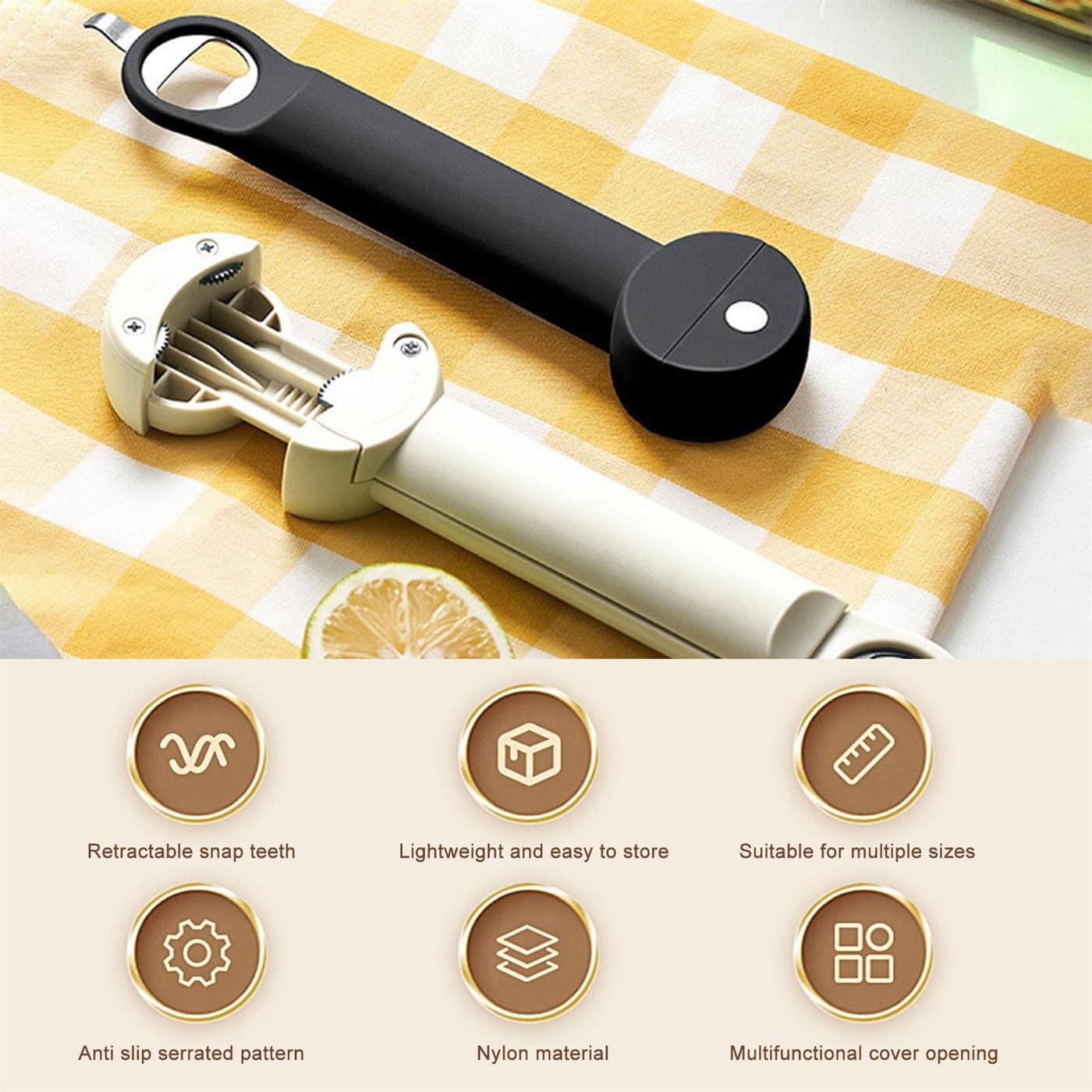 Atornillador de tapa ajustable de acero inoxidable, abridor de botellas retráctil multifuncional, abridor de latas magnético, herramienta de cocina múltiple for tarros de gelatina, vino, cerveza y otr