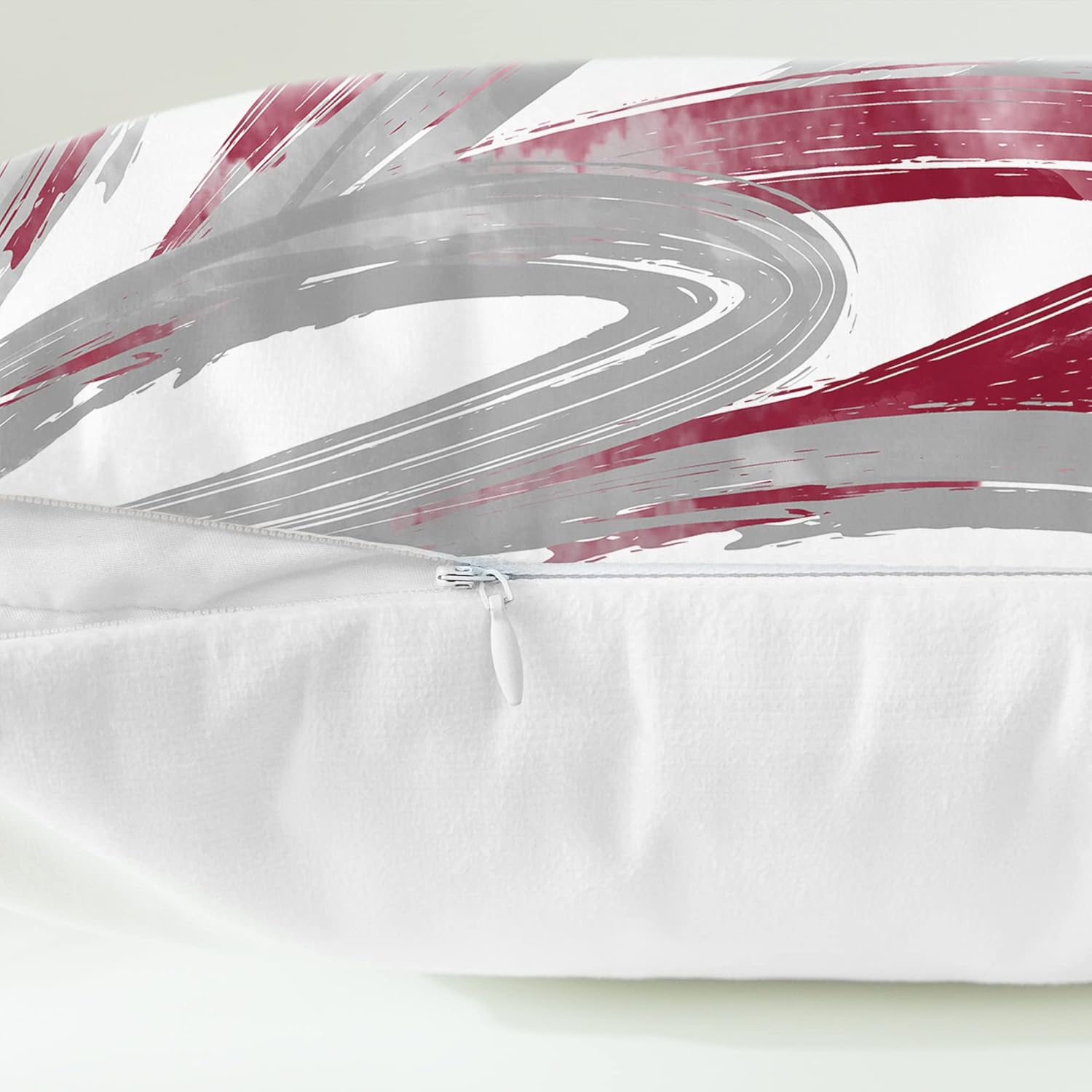 CaliTime Throw Pillow Cases Pack of 2 Cozy Fleece Two-Tone Abstract Feather Decorative Cushion Covers for Couch Bed Sofa Farmhouse Decoration 22 X 22 Inches Burgundy Grey