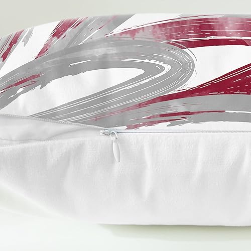 Miniatura 7 de CaliTime Juego de 2 fundas de almohada decorativas de vellón acogedor de dos tonos con plumas abstractas, para sofá, cama, decoración de granja, 12