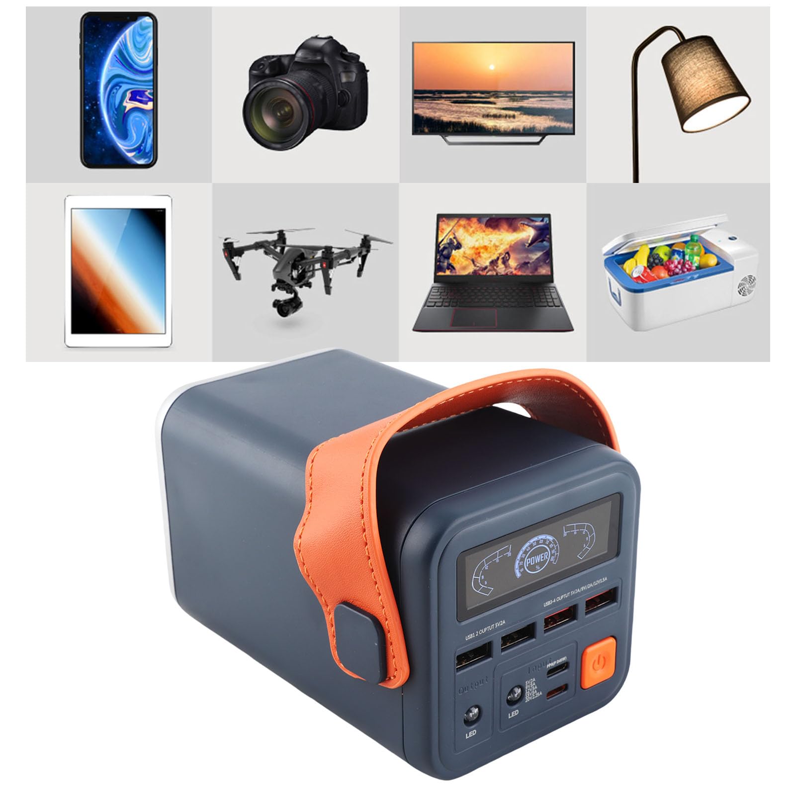 Station d'alimentation portable 36 W, charge rapide, capacité 60 000 mAh, générateur solaire d'urgence 5 en 1 avec écran haute luminosité, protection contre les courts-circuits pour une