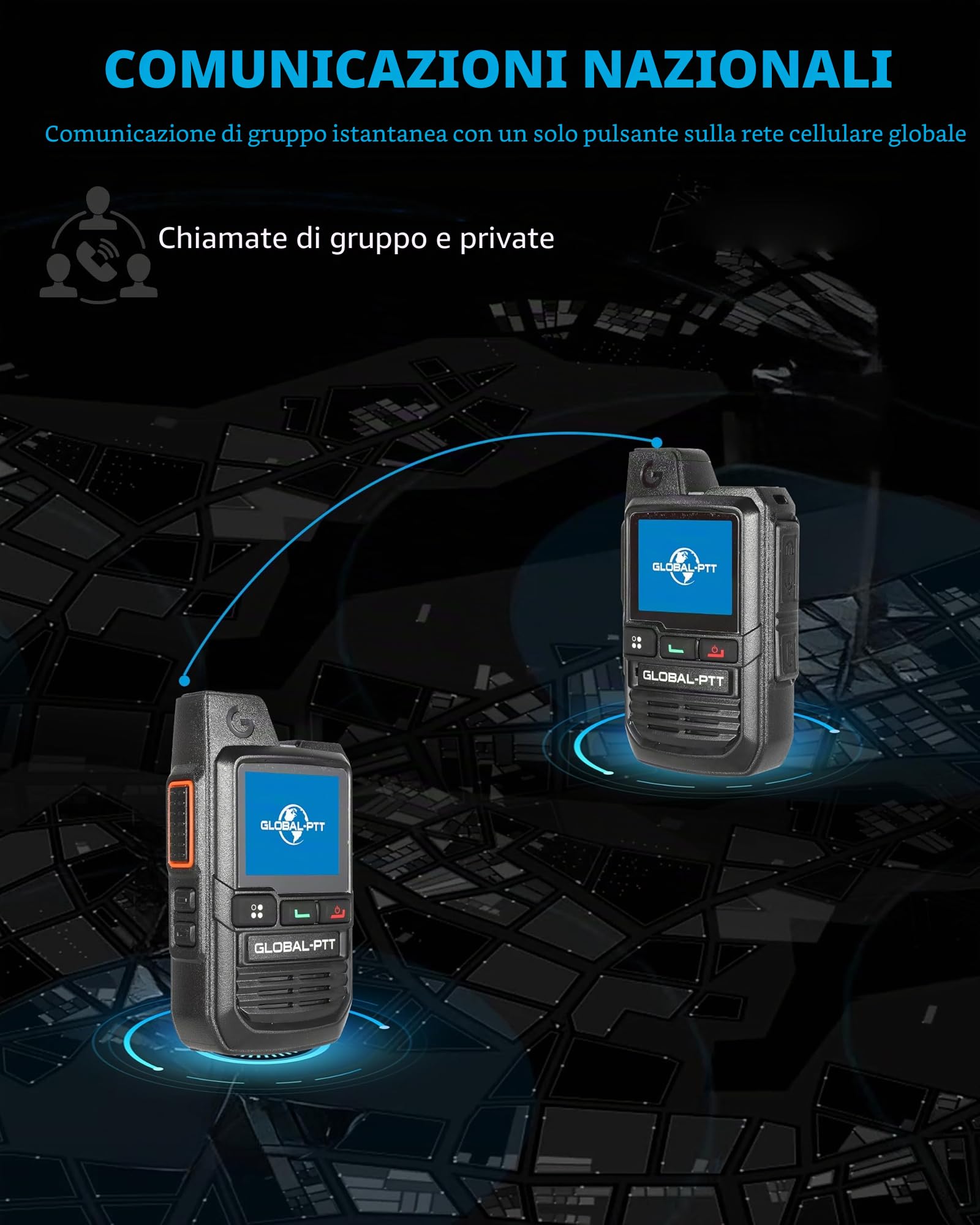 Confezione da 2 walkie talkie LTE Global da 4 g con schede SIM, radio PoC bidirezionali palmari, portata illimitata - PTT ricaricabile Push to Talk Over Cellular Radio a lungo raggio (2)