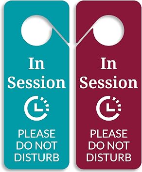 In Session Sign For Therapists 2 Pack, Please Do Not Disturb Door Hanger Sign For Office Clinic and Home. For Therapy Yoga Massage Consultation Online Class Zoom Meeting Video Call Session in Progress