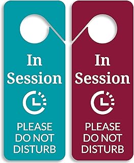 In Session Sign For Therapists 2 Pack, Please Do Not Disturb Door Hanger Sign For Office Clinic and Home. For Therapy Yoga Massage Consultation Online Class Zoom Meeting Video Call Session in Progress