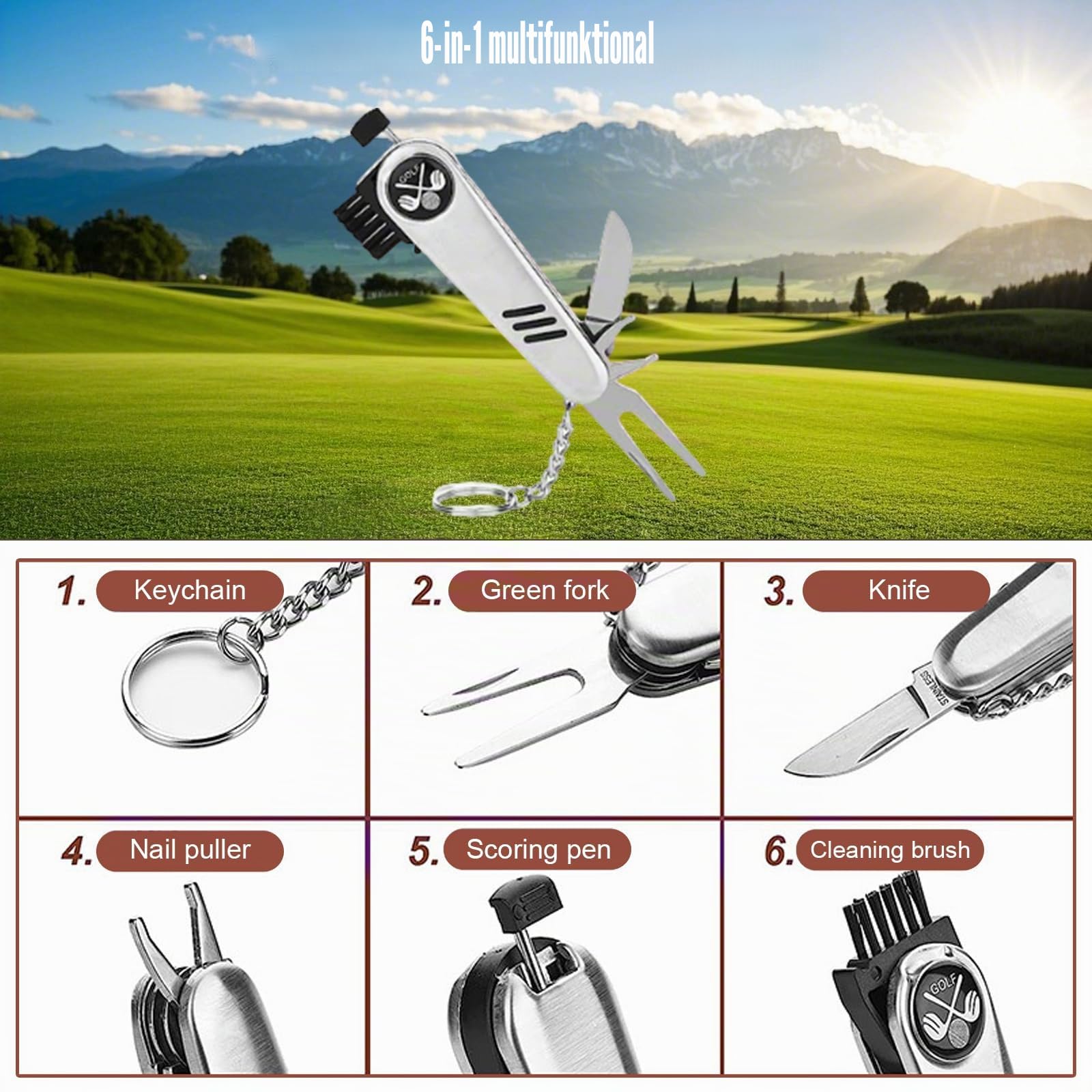 Golf Zubehör Set, Taschen Außen Sport Golfer Leder Golf Organizer, Golfzubehör Für Anfänger Geeignet, Multifunktions Golf Accessoires Kit mit Golfball