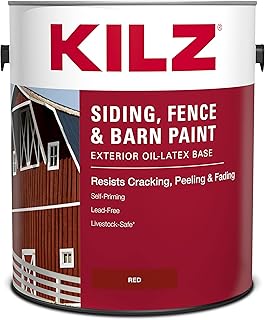 KILZ Siding, Fence, and Barn Paint, Exterior, Red, 1 Gallon
