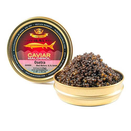 Vista 16 de Envío nocturno: caviar negro Olma Osetra Sturgeon - Sabor suave, grado superior, 1 onza / 0.99 oz