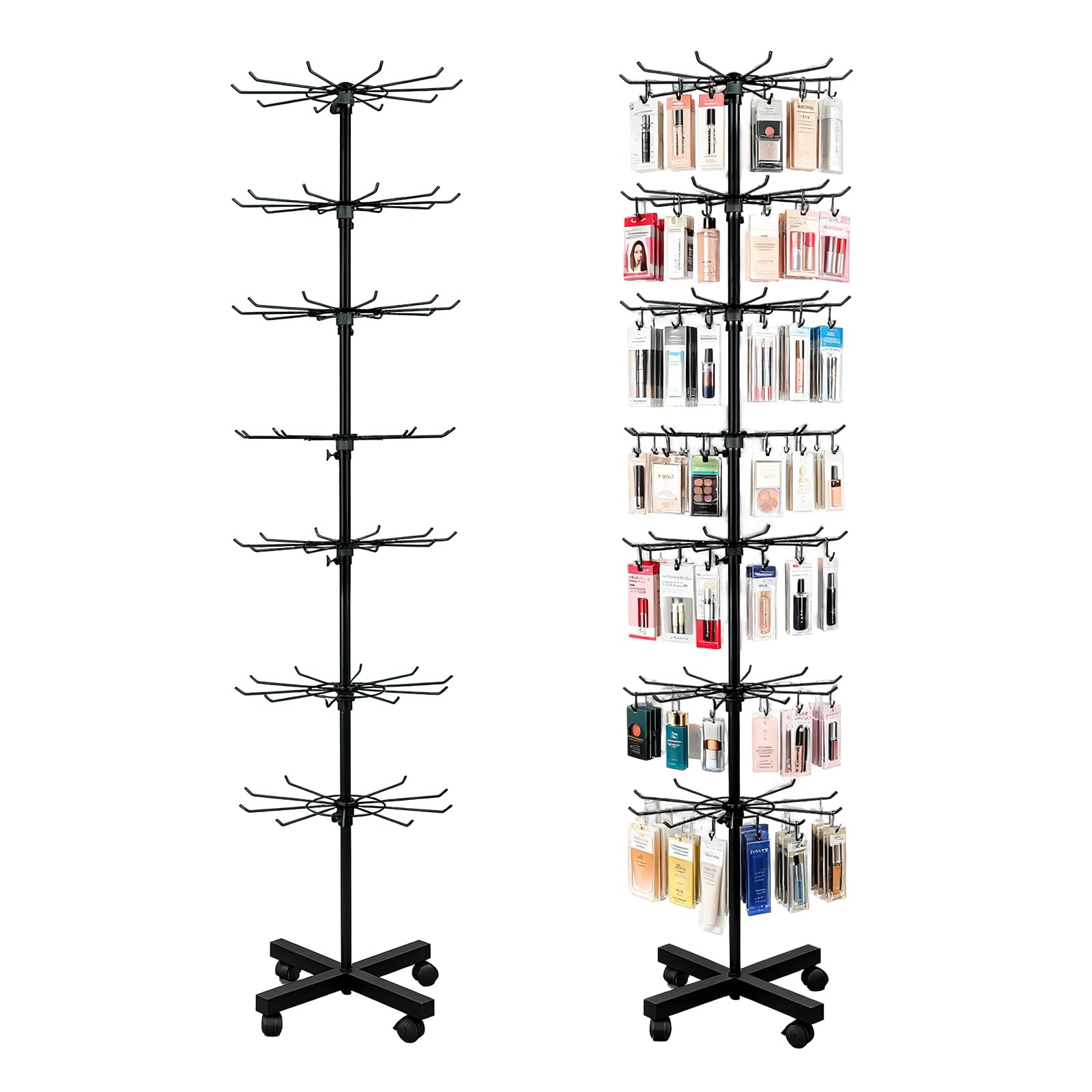Photo 1 of ***used*RCZSCBK 7-Tier Rotating Display Rack, 360° Heavy-Duty Spinning Merchandiser for Retail Stores & Showrooms, Movable Floor Gondola for Clothing, Shoes & Accessories