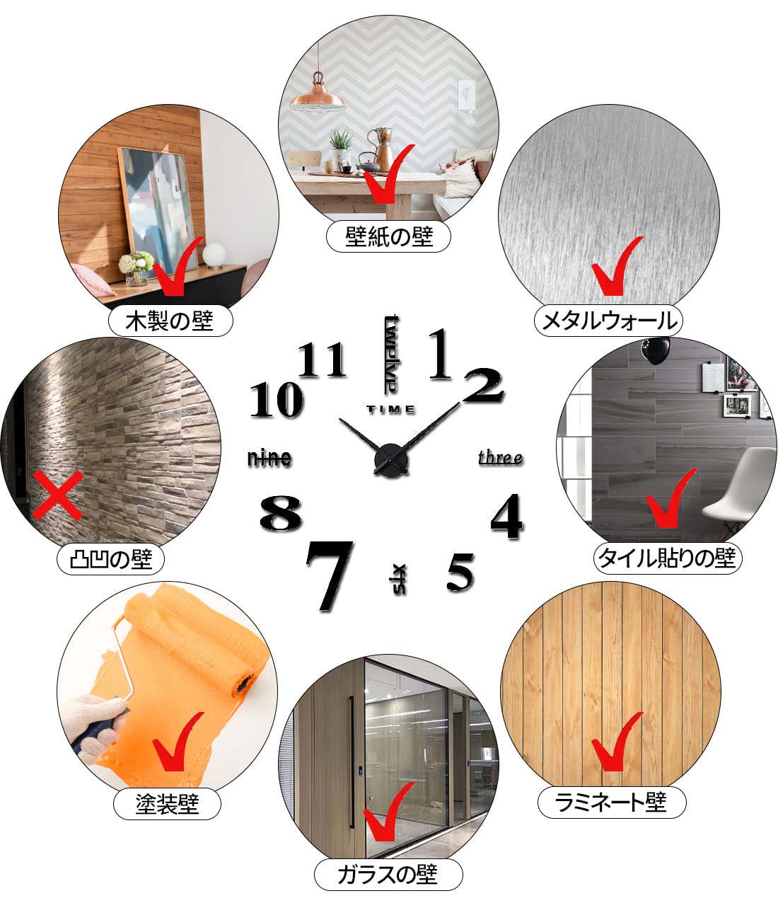 スタイリッシュモダン 3D立体数字ウォールクロック 非電波静音 スタイリッシュモダン 3D立体数字ウォールクロック 非電波静音