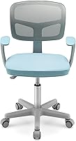 Vista 57 de GLACER Silla de escritorio para niños, silla de estudio giratoria de malla ajustable con ruedas, brazos, silla ergonómica para computadora con Verde