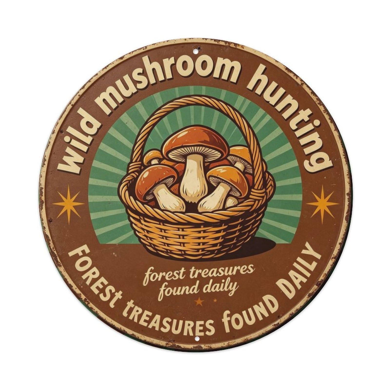 Wild Mushroom Hunting Metal Tin Sign Plaque