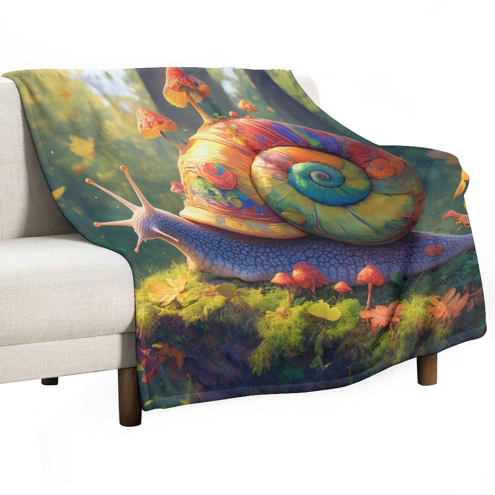 Couverture flanelle douce et chaude motif escargot abstrait plaid lit ultra confortable