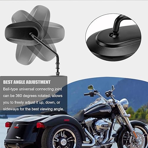 Miniatura 3 de LKV Espejos retrovisores para motocicleta, ajuste de 360 grados, espejos laterales de vástago largo para Harley Sportster Road King Softail Street