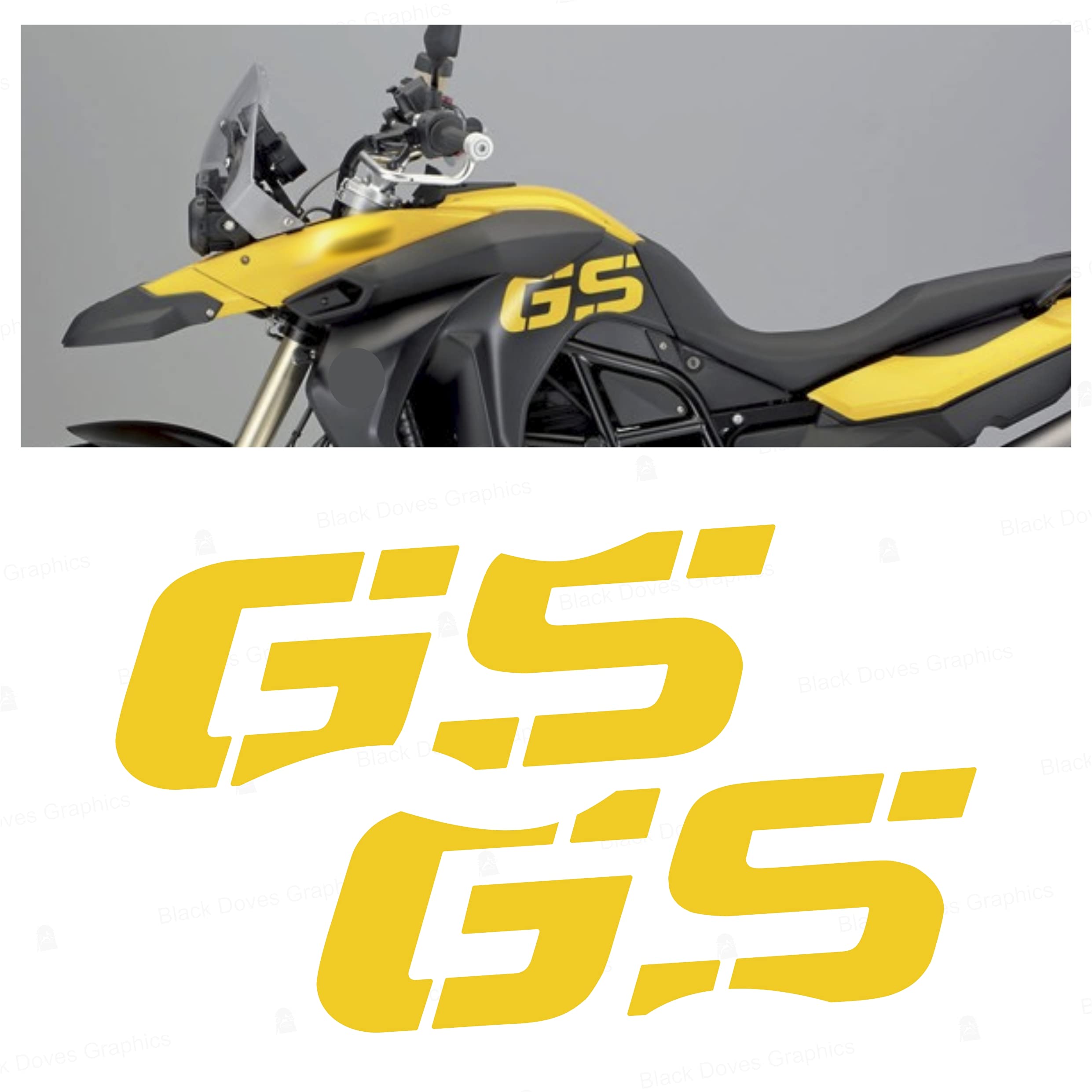 2 adhesivos laterales del depósito compatibles con Motorrad F 800 GS 2008-2015 (amarillo)