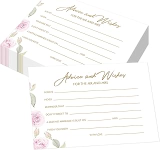 55PCS Advice and Wishes for the Mr and Mrs Cards, Double-Sided Wedding Advice Cards for New Couples Wedding Reception Decorations/Bridal Shower Party for Bride and Groom, Newlyweds