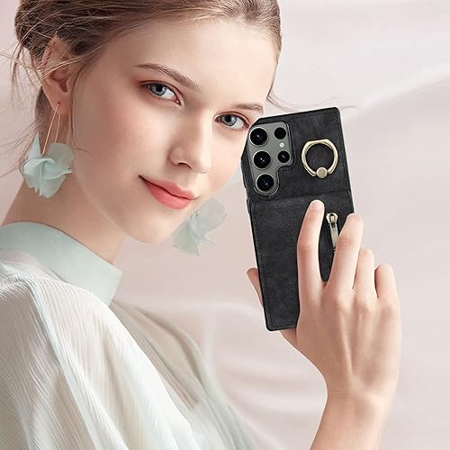 Miniatura 7 de Miimall Funda de piel sintética para Samsung Galaxy S23 Ultra con soporte para tarjetas, funda de piel sintética para Galaxy S23 Ultra con soporte