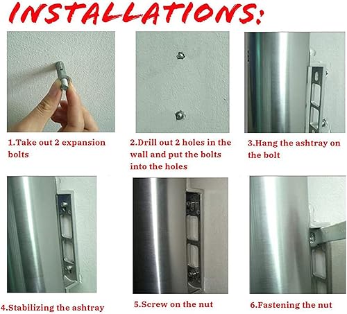 Miniatura 5 de Cenicero al aire libre de gran capacidad de acero inoxidable montado en la pared cenicero con cerradura para cigarrillos cenicero de montaje en
