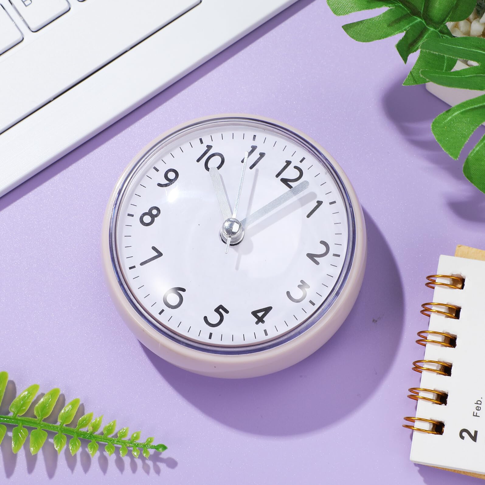Zerodeko Reloj Mini de Pared Ventosa Resistente al Agua para Baño y Sala de Estar Diseño Funcional