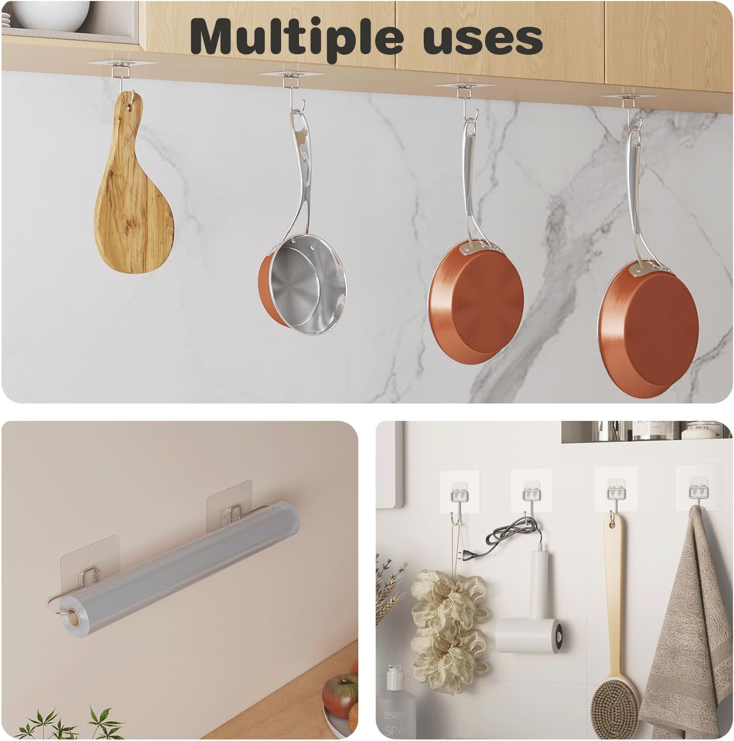 Ninth Five 18 Pack Large Adhesive Wall Hooks for Hanging Heavy Duty 44Ib
