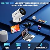 [2026 App Integrada] Mini Proyector 4K Support 1080p con WiFi 6 y Bluetooth 5.2 Proyector portátil con Enfoque automático y corrección Trapezoidal Compatibile con TV Stick/USB/PS5/Laptop,Blanco - 6