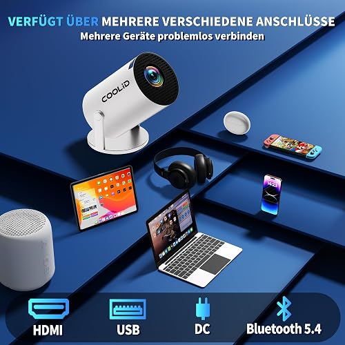 [2026 App Integrada] Mini Proyector 4K Support 1080p con WiFi 6 y Bluetooth 5.2 Proyector portátil con Enfoque automático y corrección Trapezoidal Compatibile con TV Stick/USB/PS5/Laptop,Blanco - 6